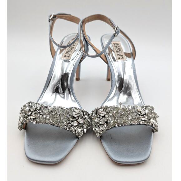 Badgley Mischka Rider Embellished Ankle Strap Sandal Whisper Blue Sz US7.5 EU38 - Picture 4 of 12